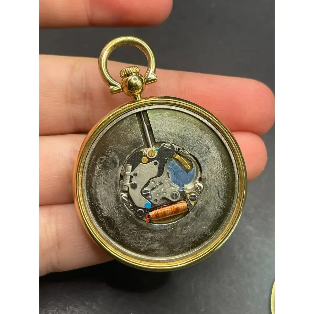 Seiko 2621-0460 Vintage Gold Tone Quartz Pendant Pocket Watch Japan Made